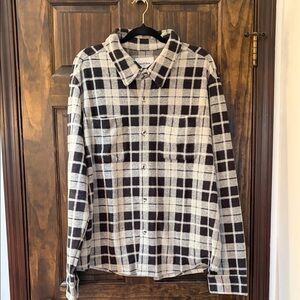 Goodfellow & Co Black and Cream Plaid Shirt